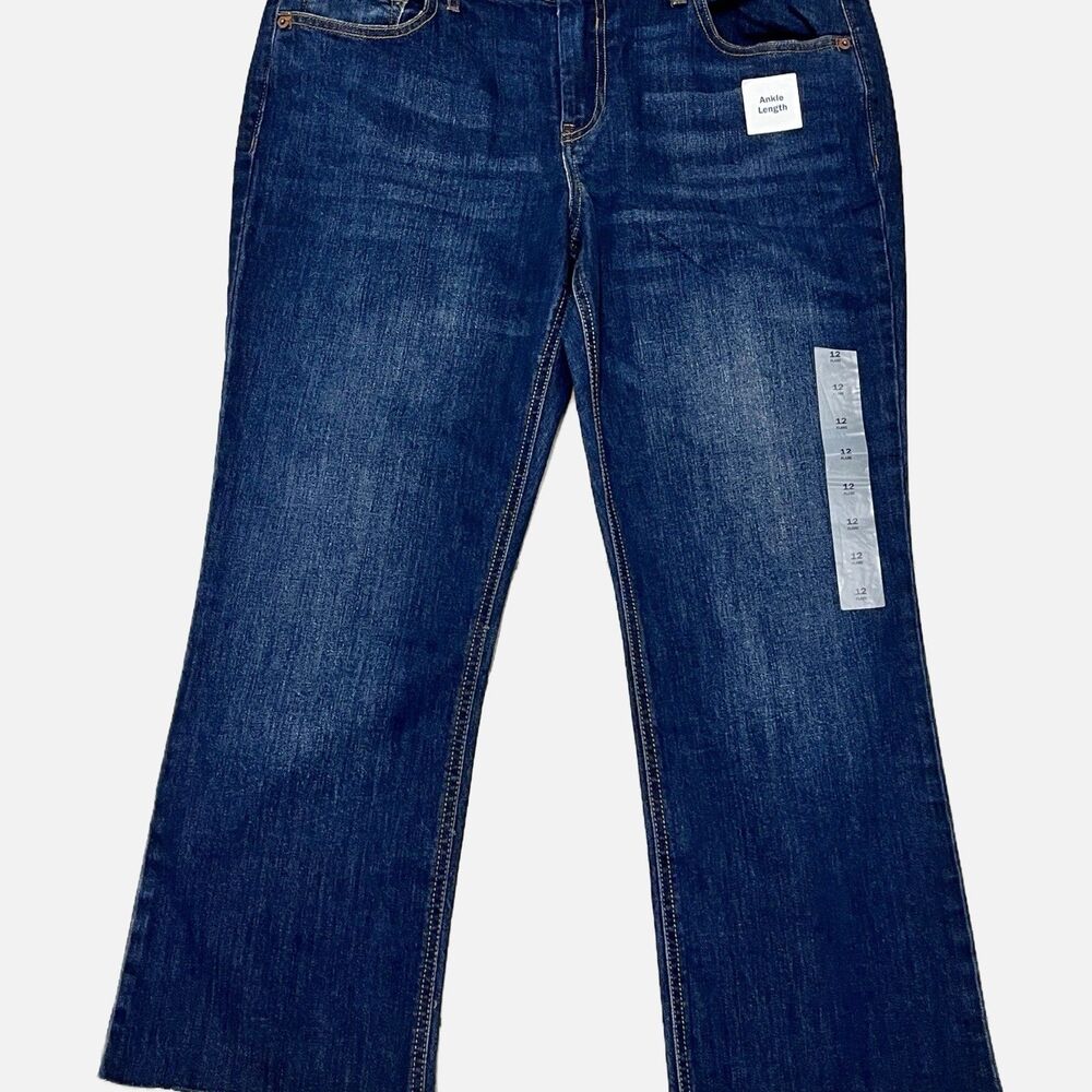 Old Navy Flare Ankle Jeans Raw Hem Size 12 NWT